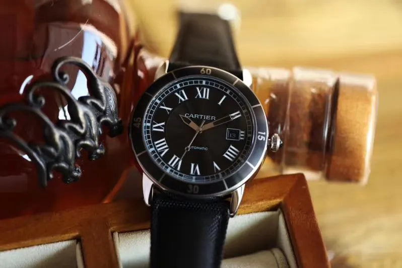Cartier Black Dial Fabric Watch - Hình 6