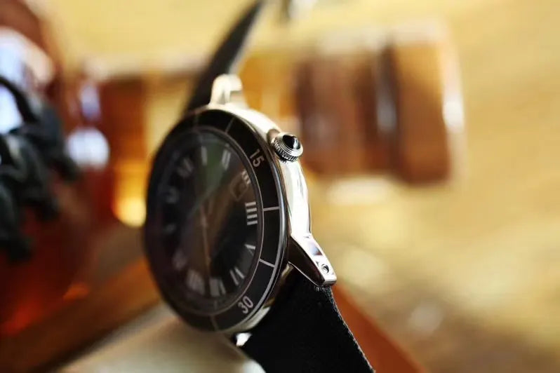 Cartier Black Dial Fabric Watch - Hình 3