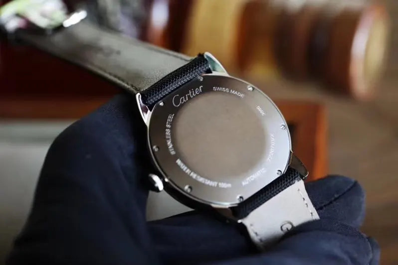 Cartier Black Dial Fabric Watch - Hình 9