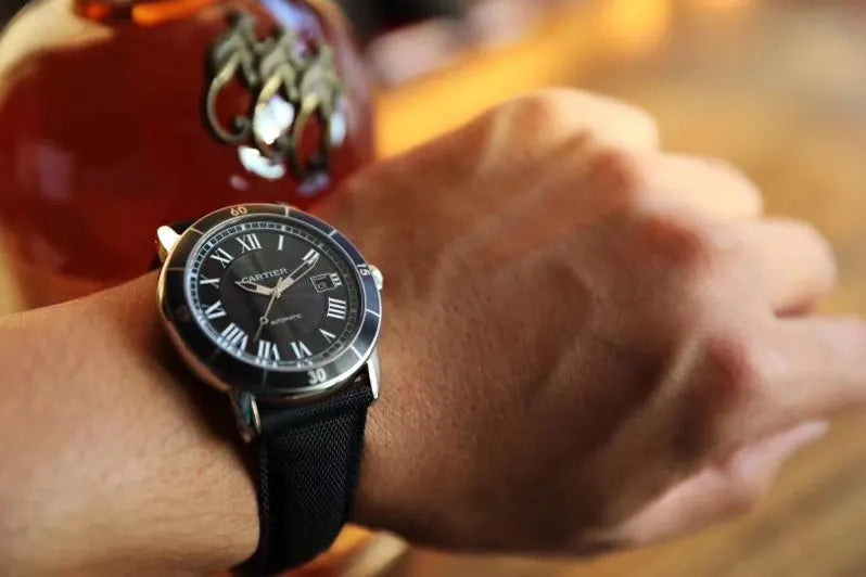 Cartier Black Dial Fabric Watch - Hình 5