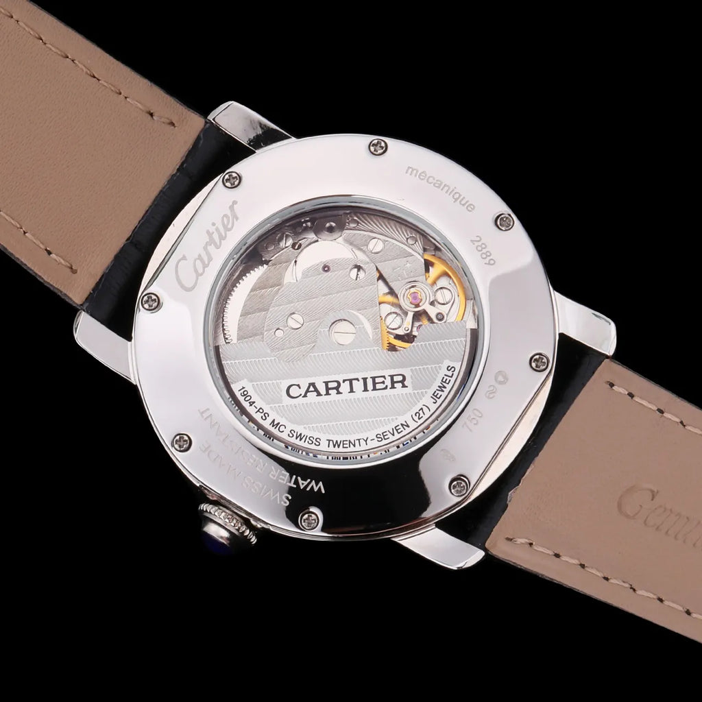 black Cartier Ballon Bleu Silver Dial - Hình 3