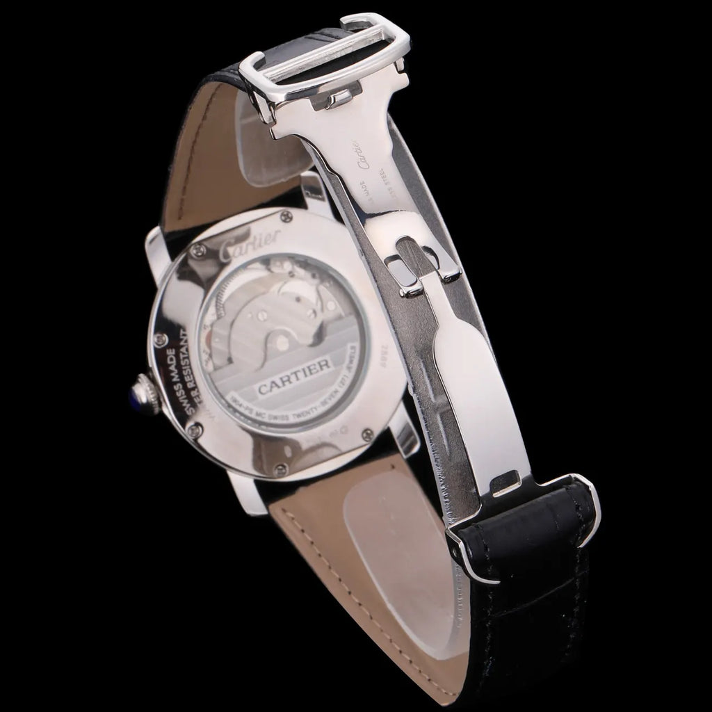 black Cartier Ballon Bleu Silver Dial - Hình 4