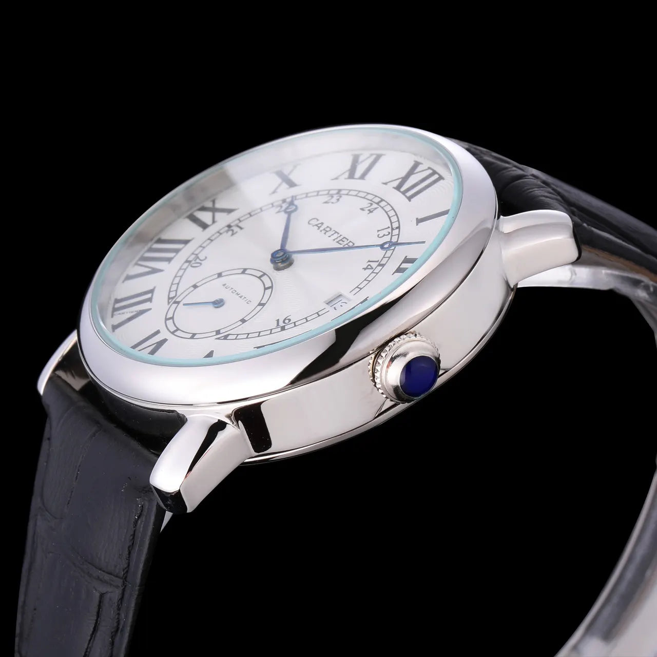 black Cartier Ballon Bleu Silver Dial - Hình 2
