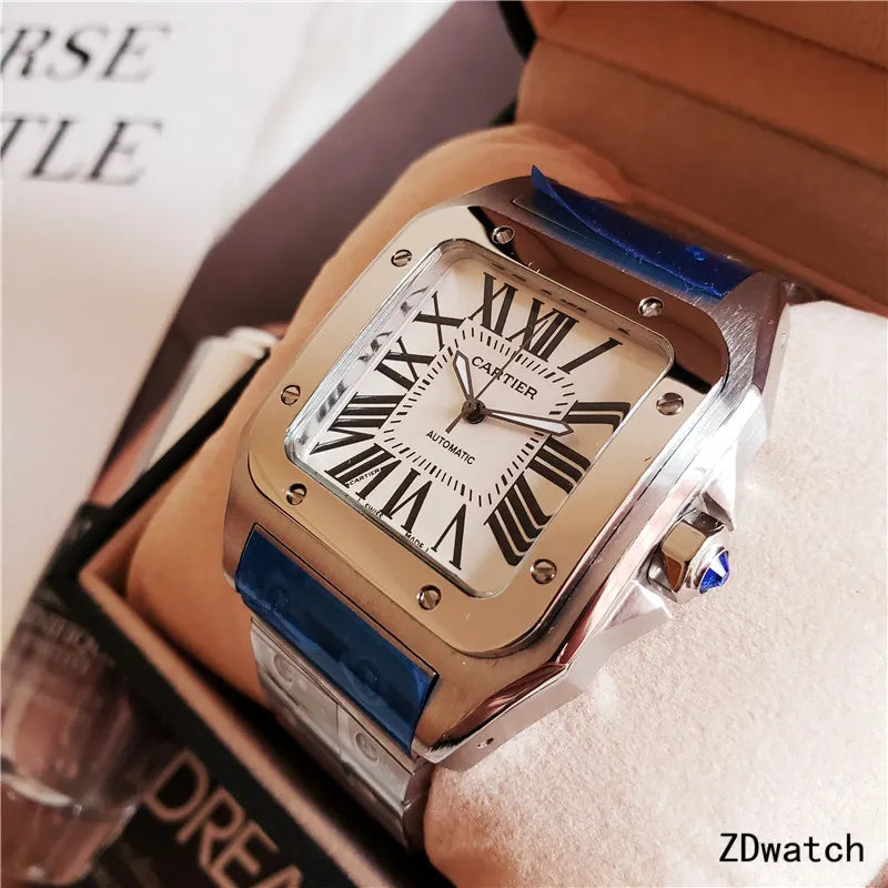 Cartier Santos Silver Blue - Hình 6