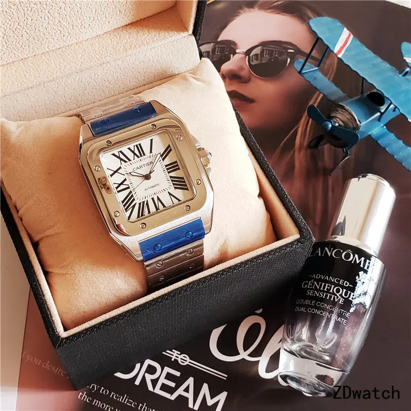 Cartier Santos Silver Blue - Hình 2