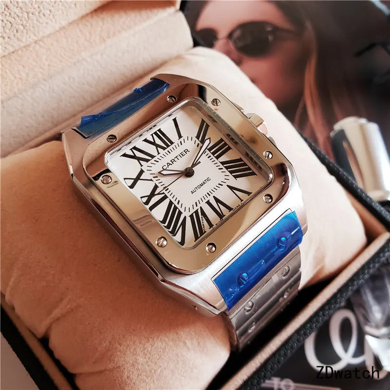 Cartier Santos Silver Blue - Hình 7