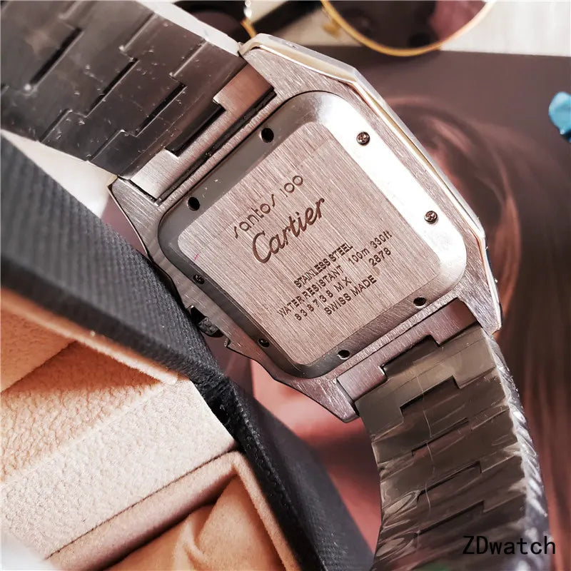 Cartier Santos Silver Blue - Hình 4