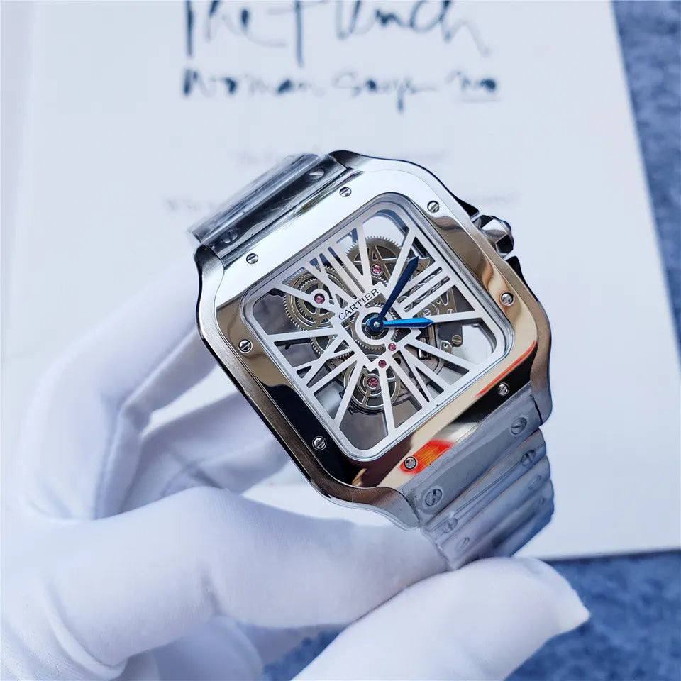 Cartier Santos Skeleton Steel - Hình 7
