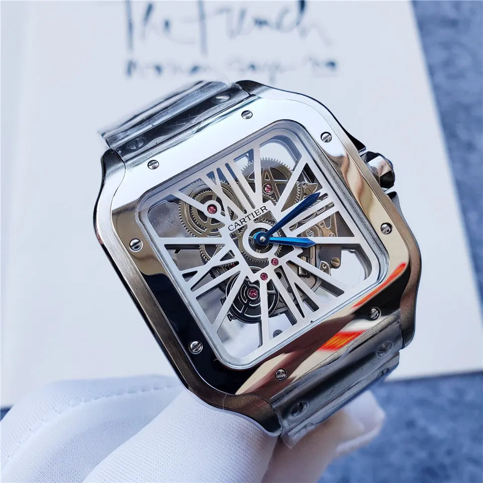 Cartier Santos Skeleton Steel - Hình 4