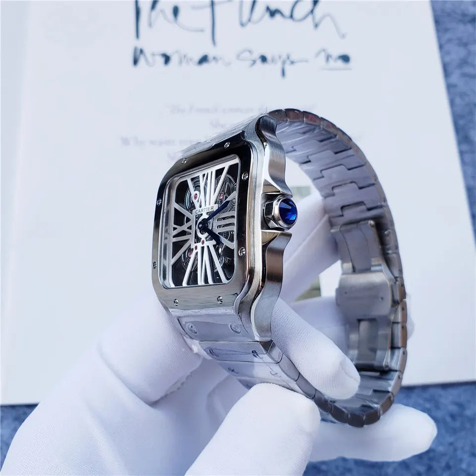 Cartier Santos Skeleton Steel - Hình 6