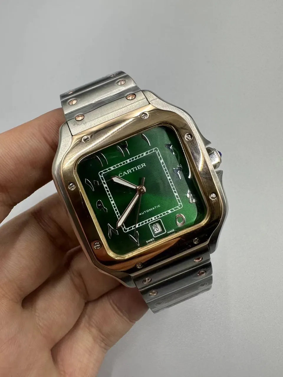Cartier Santos Green Dial Steel - Hình 2