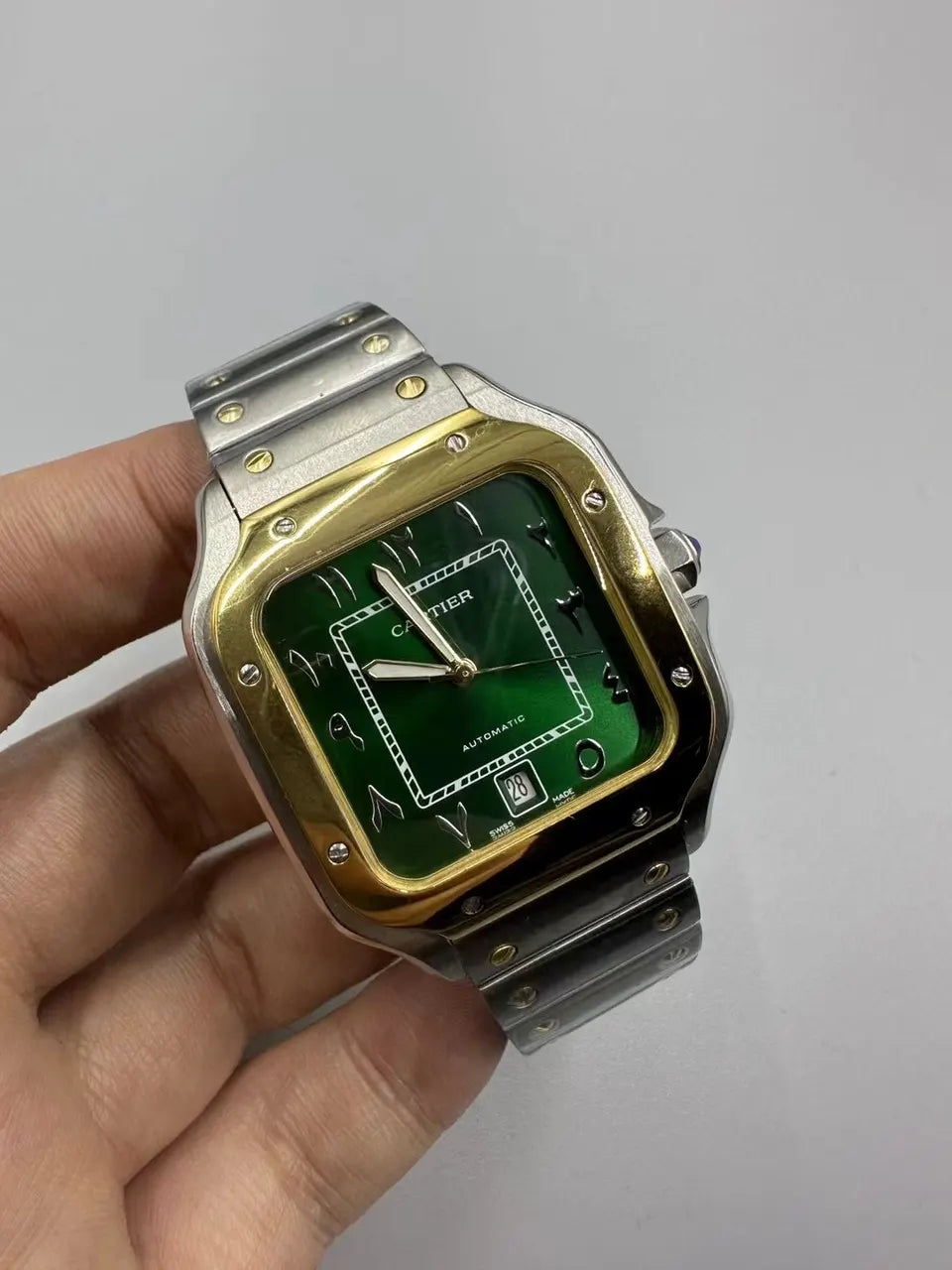 Cartier Santos Green Dial Steel - Hình 3