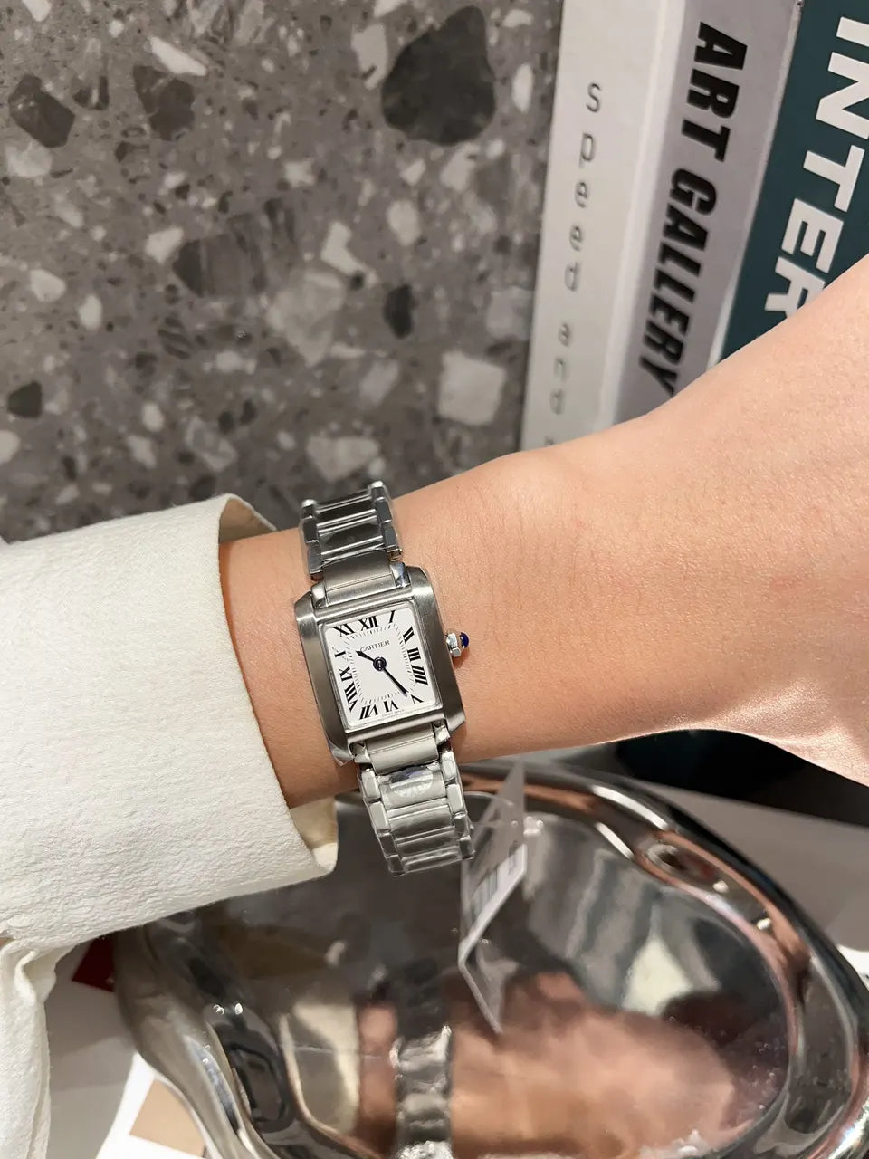 Cartier Diamond Stainless Steel Watch - Hình 4