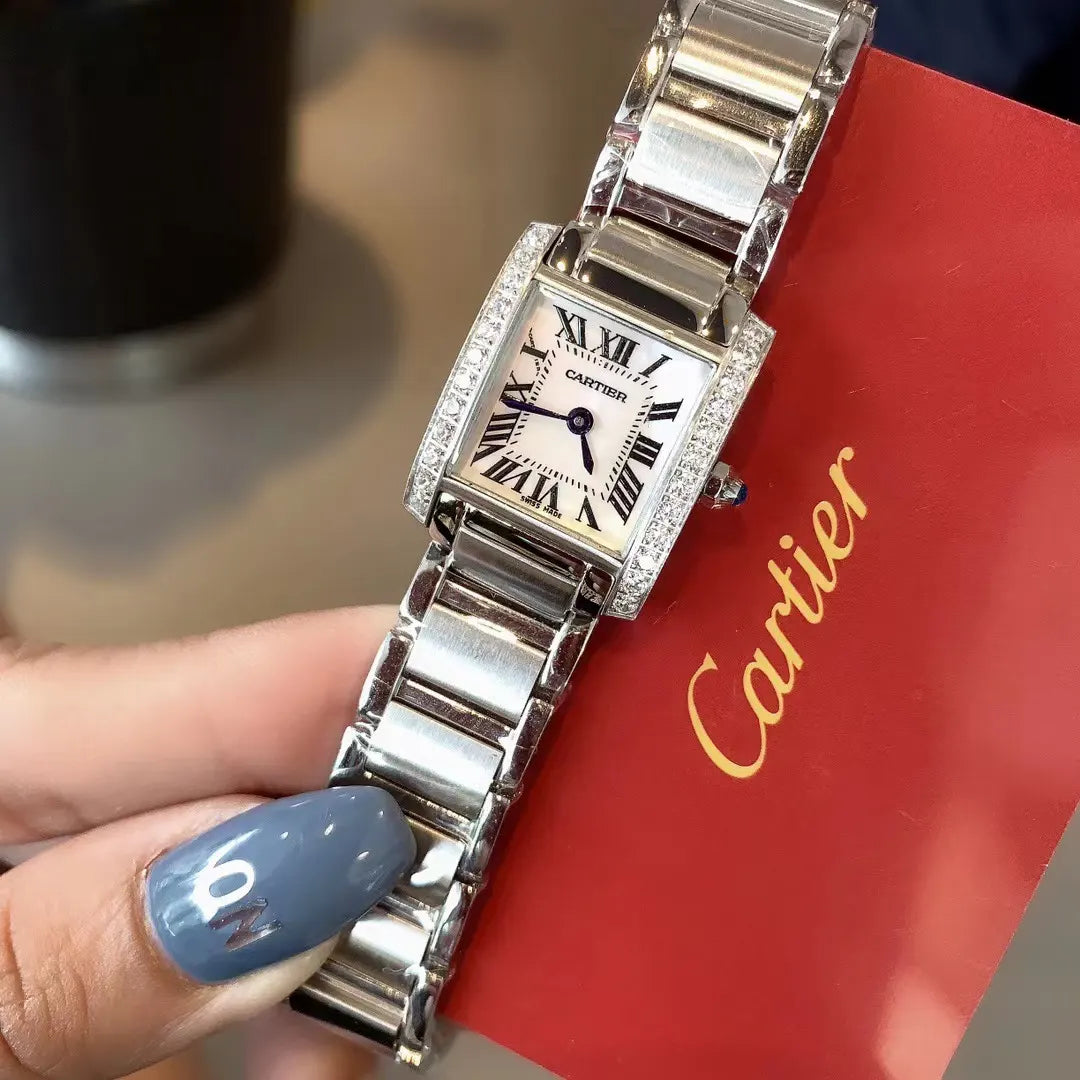 Cartier Diamond Stainless Steel Watch - Hình 7