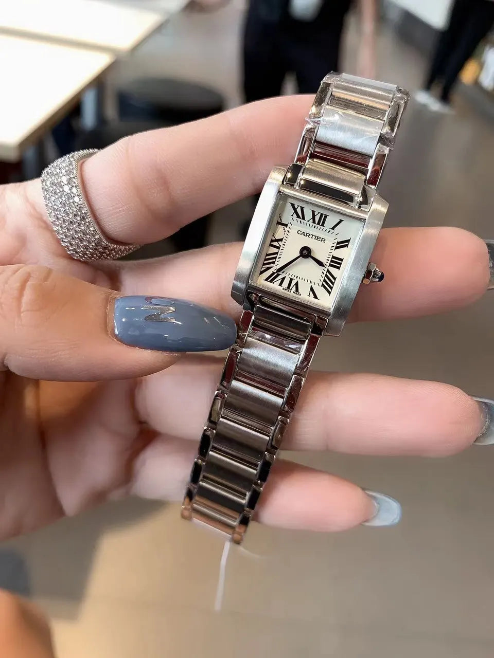 Cartier Diamond Stainless Steel Watch - Hình 8