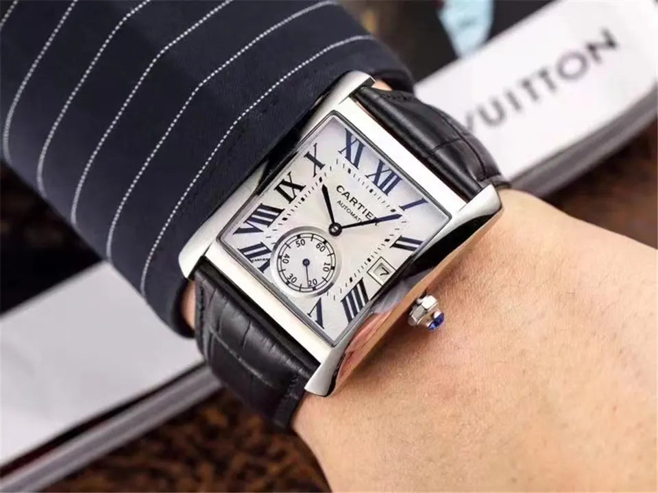 Cartier Tank Black Leather