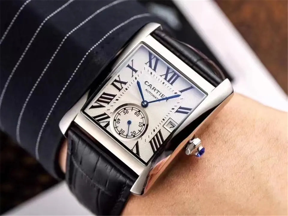 Cartier Tank Black Leather - Hình 2