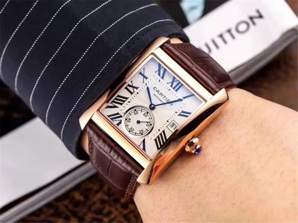 Cartier Rose Gold Leather Watch - Hình 2