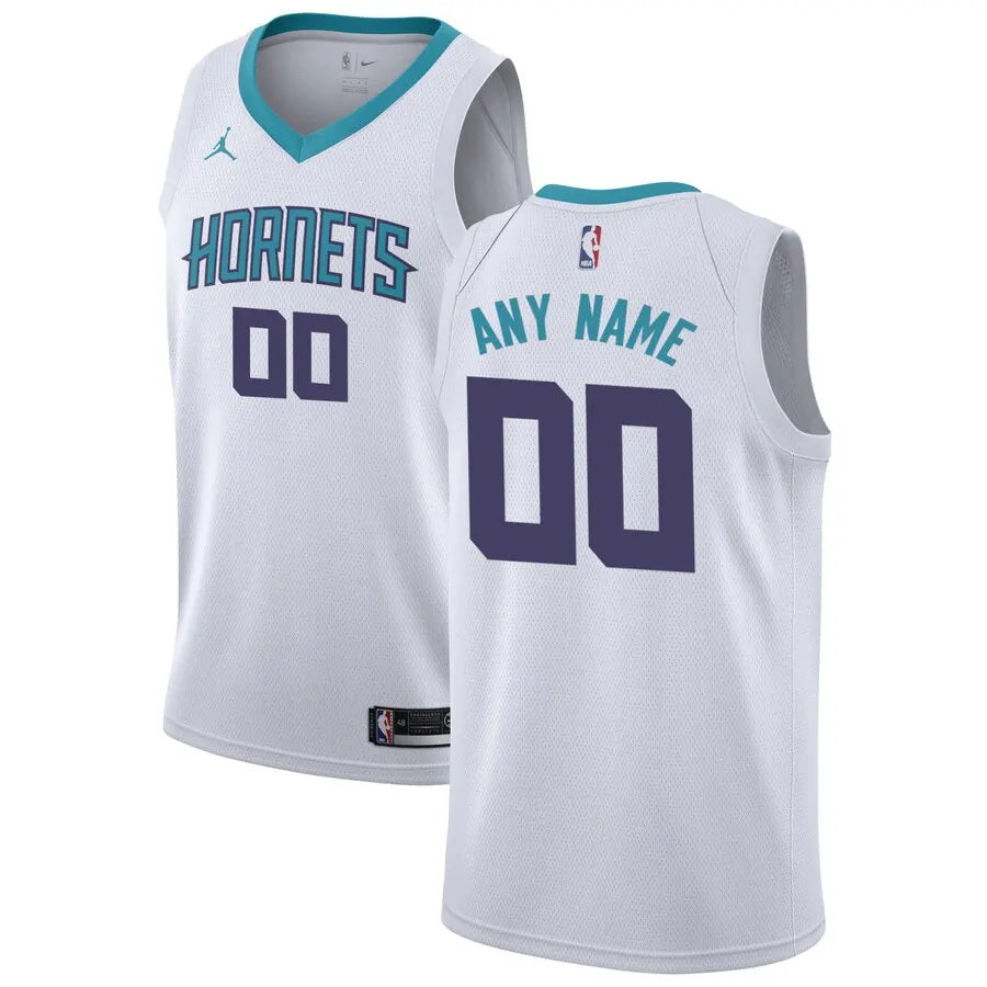 custom Jordan Hornets White Jersey