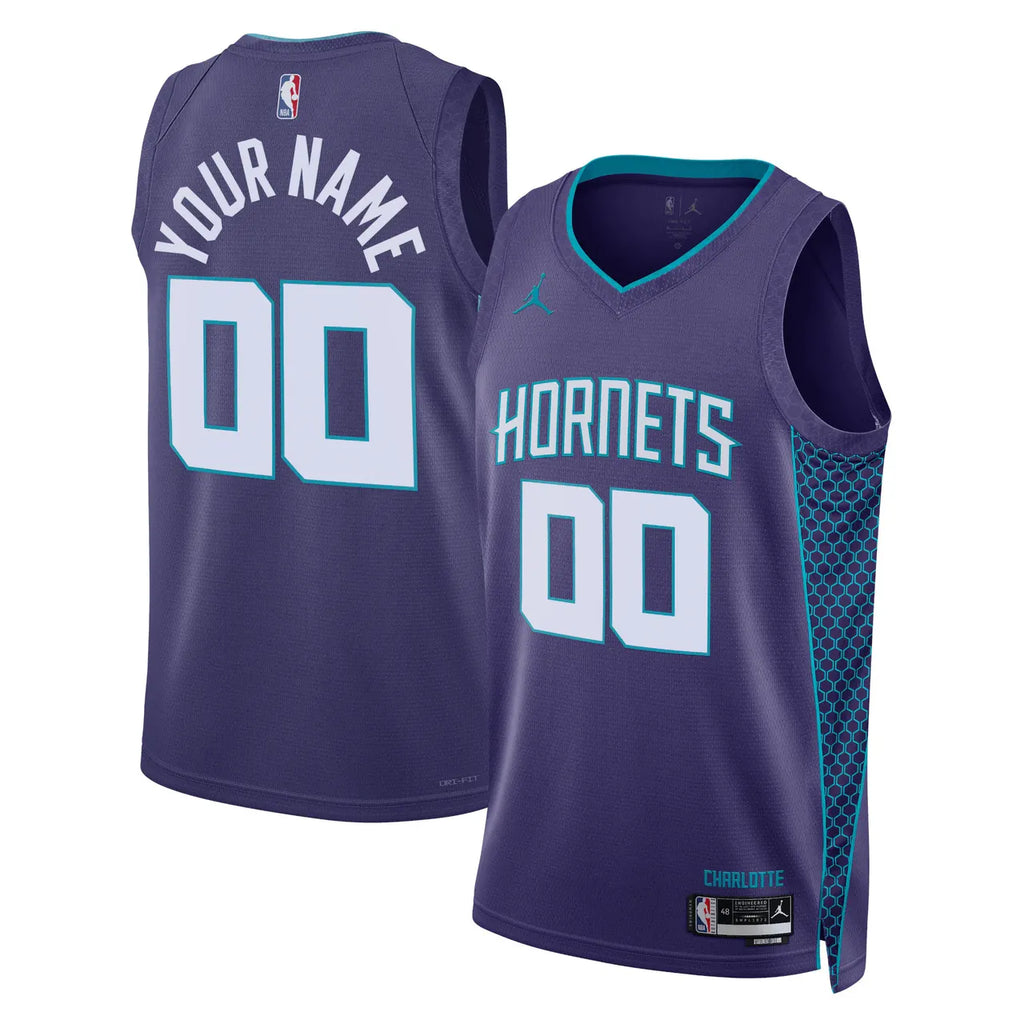 Hornets Purple Custom Jersey jordan - Hình 2