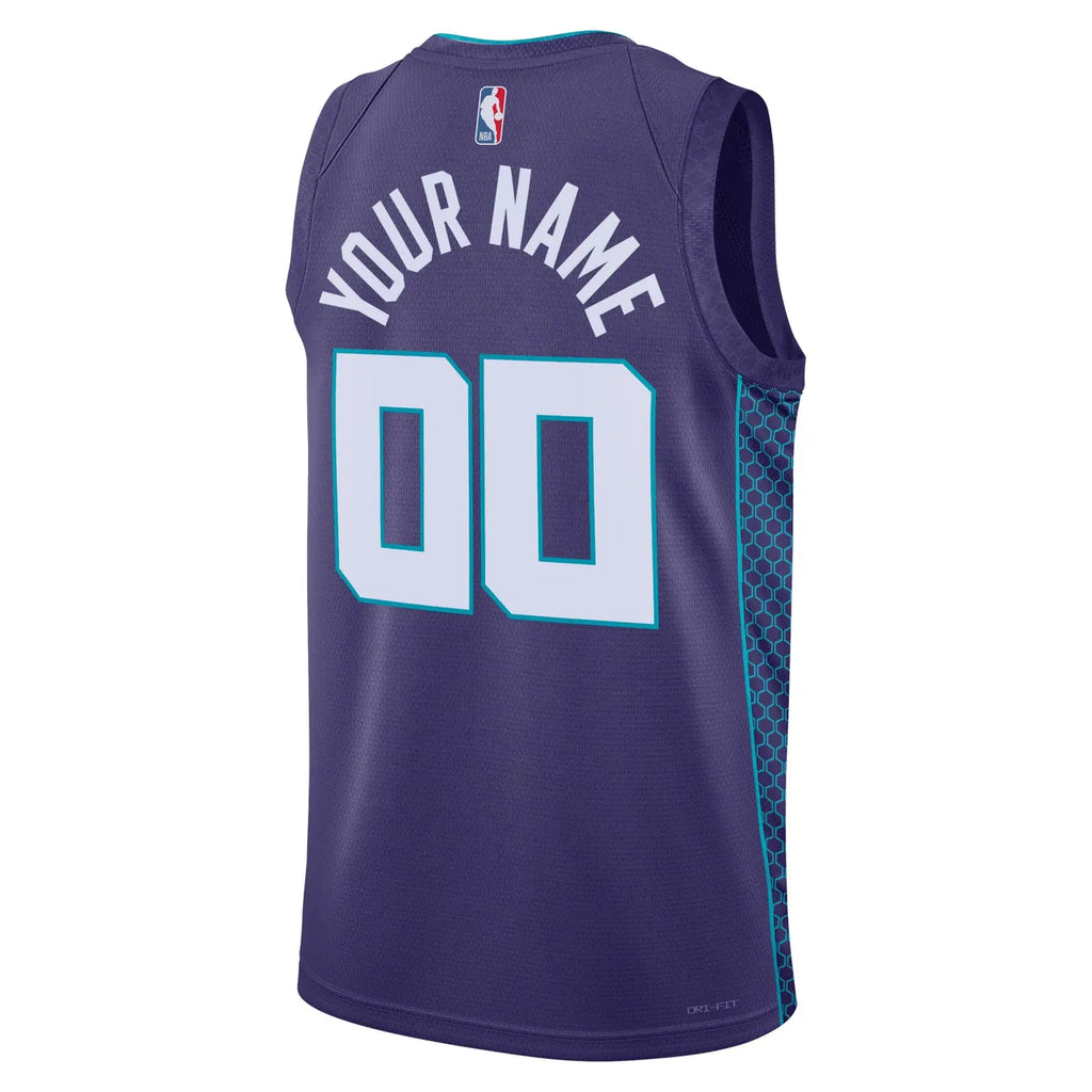jordan Hornets Purple Custom Jersey - Hình 3