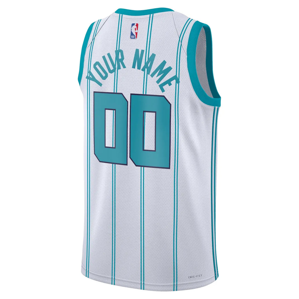 teal Jordan Hornets White Jersey - Hình 3