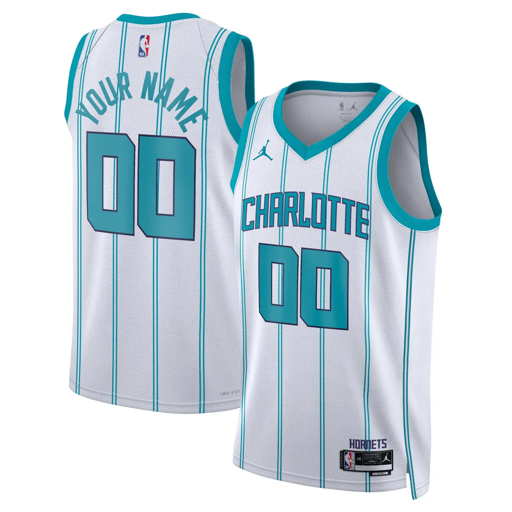 teal Jordan Hornets White Jersey