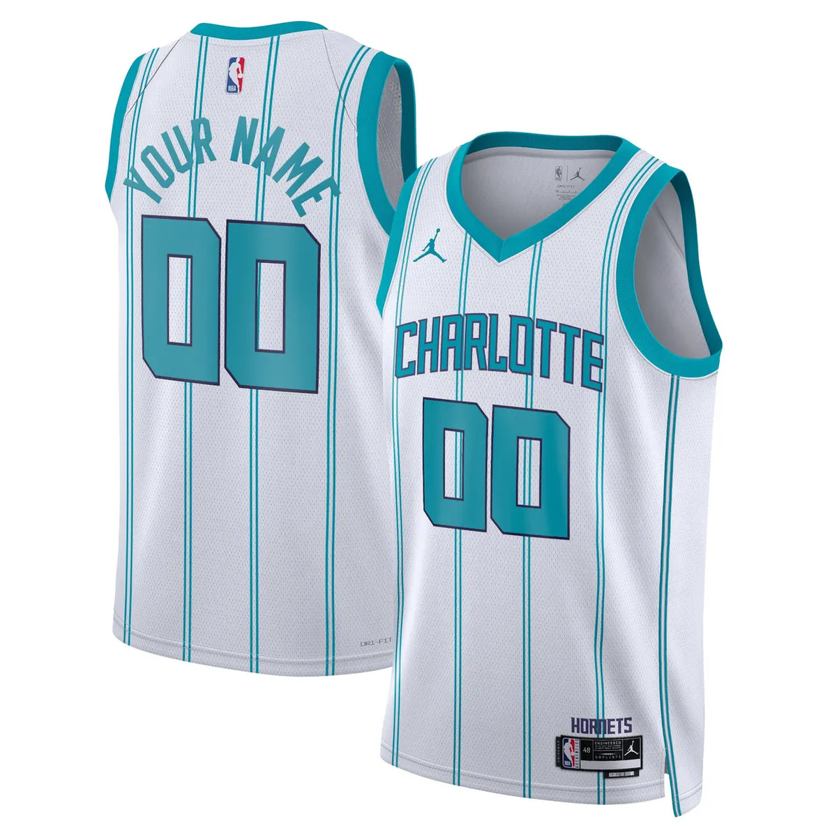 teal Jordan Hornets White Jersey