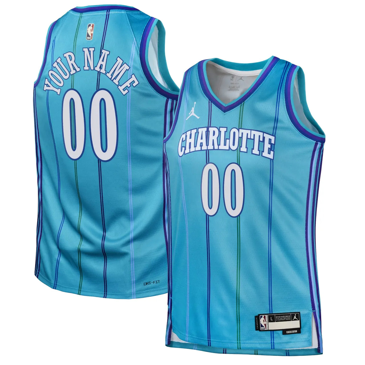 jordan personalized Hornets Teal Custom Jersey