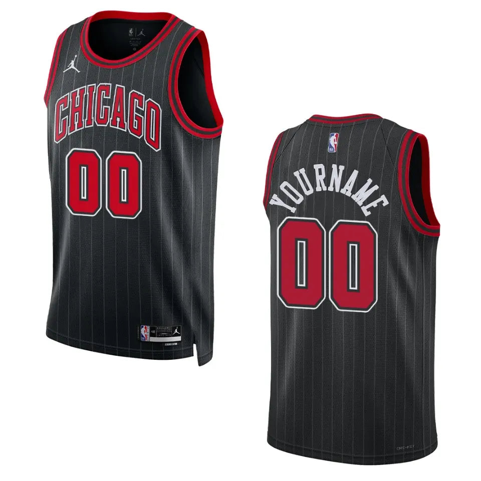 nike Bulls Black Pinstripe Jersey