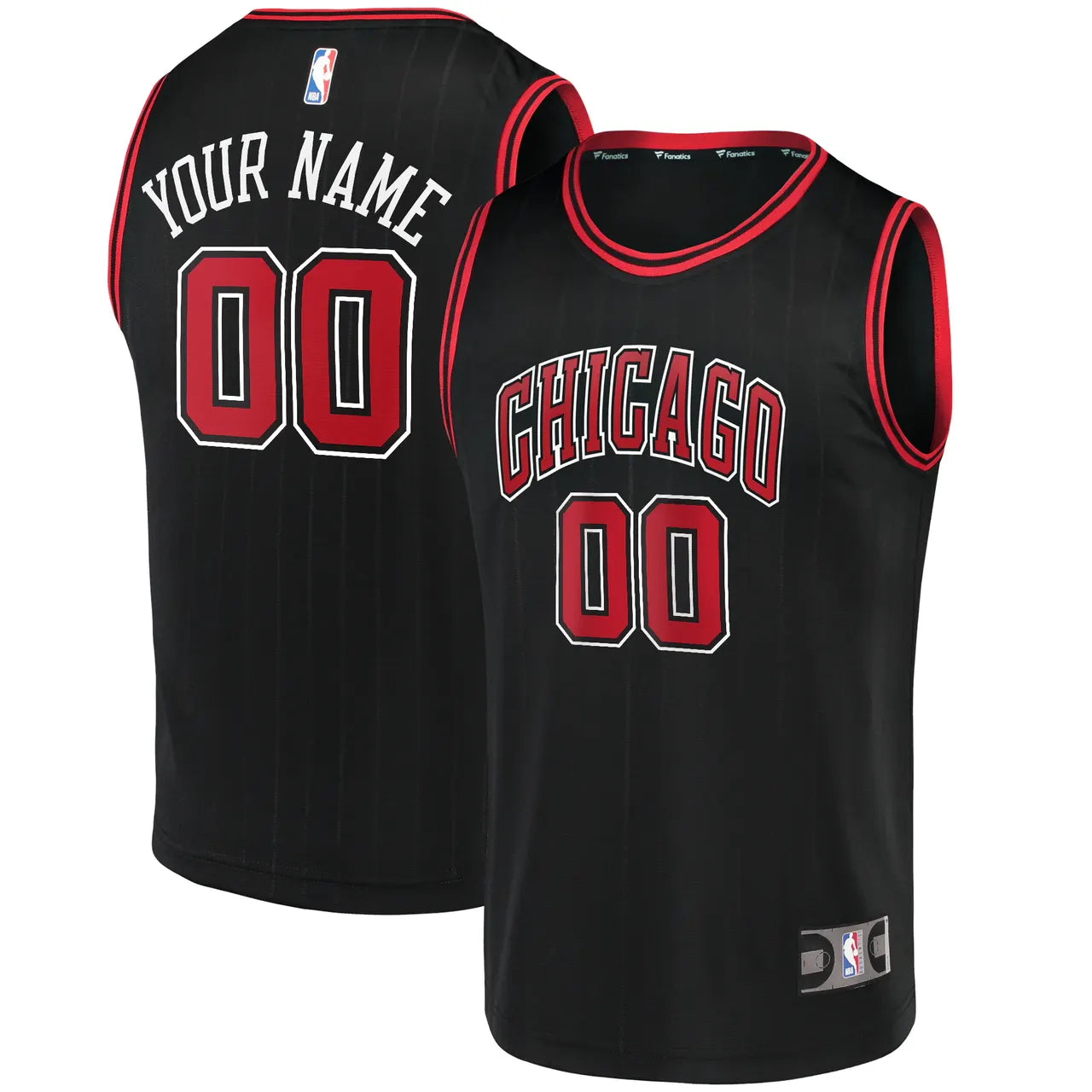 Bulls Black Custom Jersey Red Trim - Hình 2