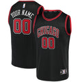 Bulls Black Custom Jersey Red Trim