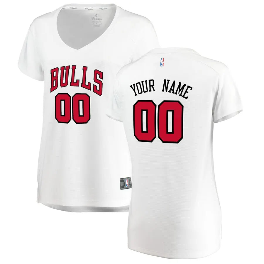 fanatics women Bulls White Custom Jersey
