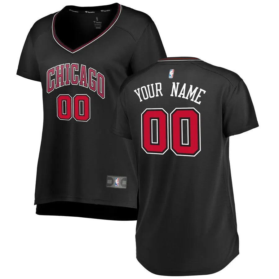 Bulls Black Women's Custom Jersey
