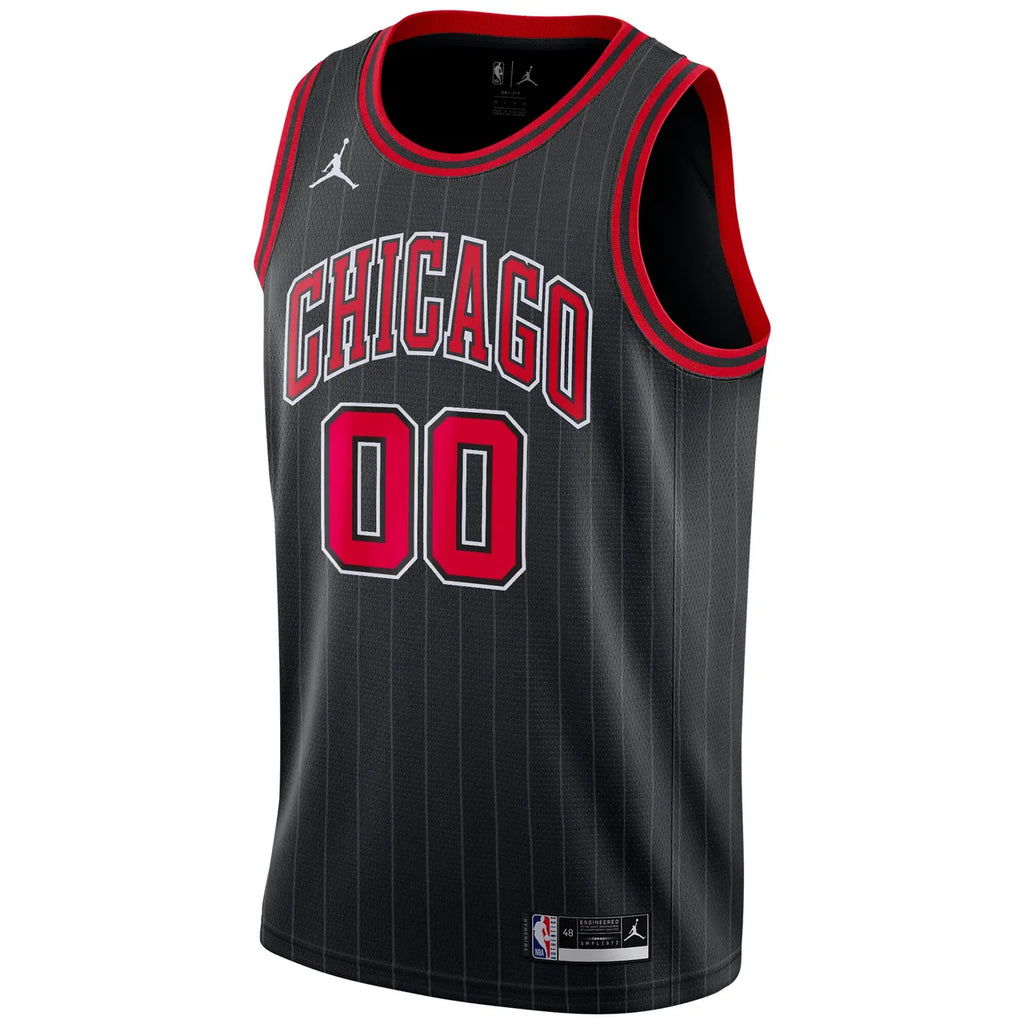 custom Jordan Bulls Black Pinstripe Jersey - Hình 2