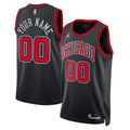 custom Jordan Bulls Black Pinstripe Jersey