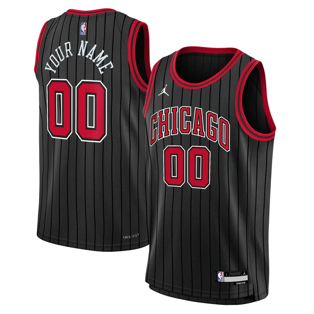 Bulls Black Pinstripe Jersey