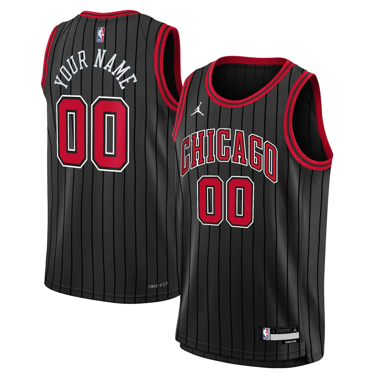 Bulls Black Pinstripe Jersey