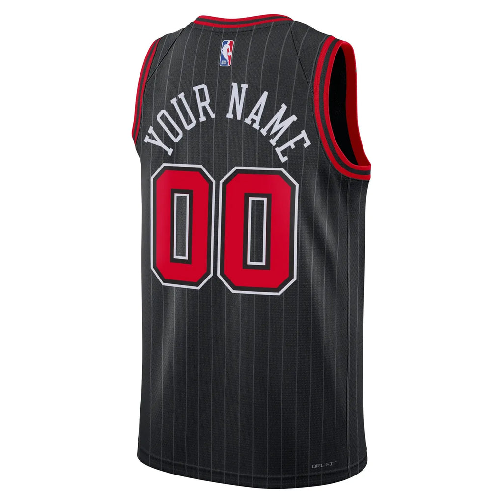 chicago Jordan Bulls Black Custom Jersey - Hình 2