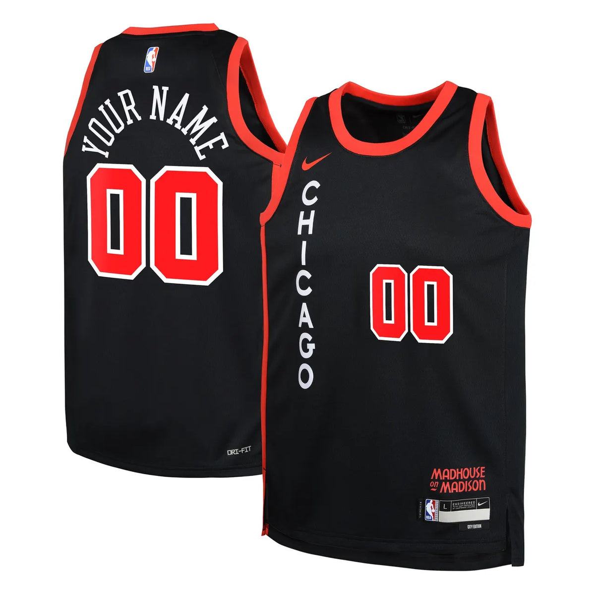 Bulls Black Custom Jersey