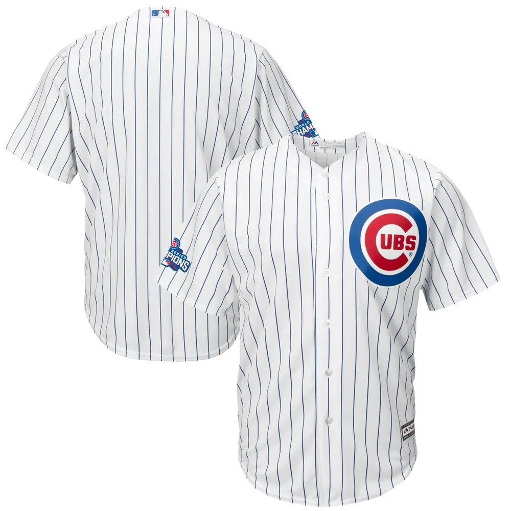 majestic world Cubs White Pinstripe Jersey