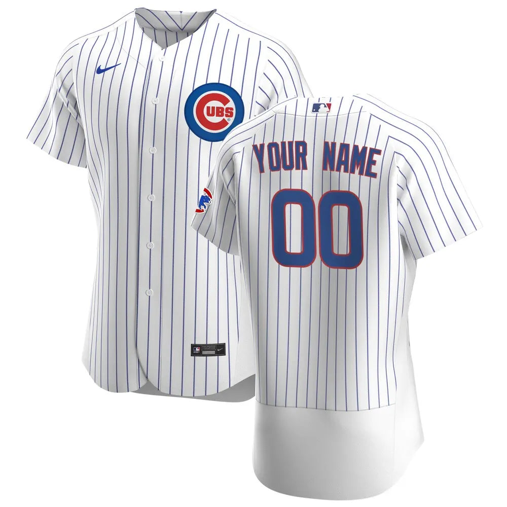 Cubs White Pinstripe Custom Jersey nike authentic