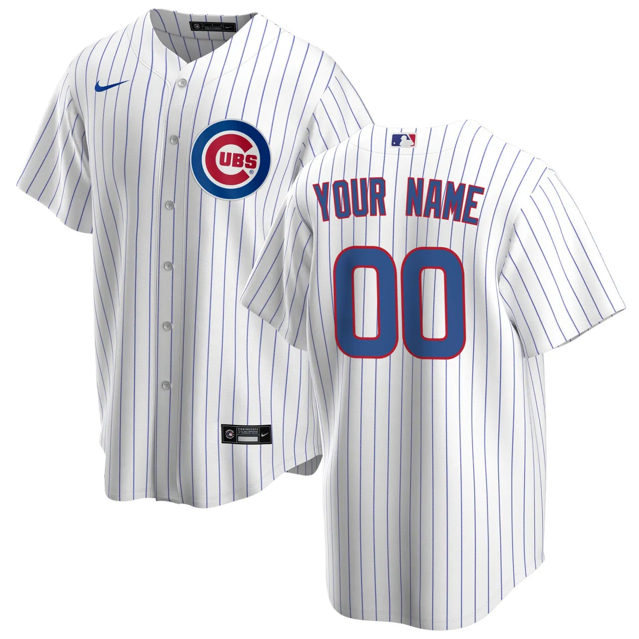 Cubs White Pinstripe Personalized Jersey