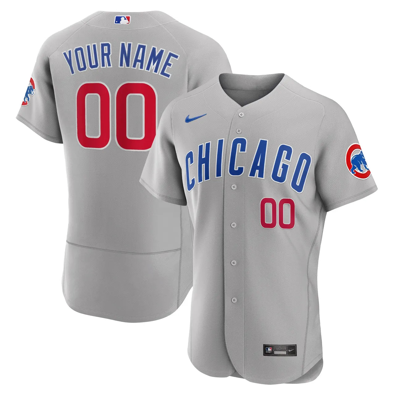 nike Cubs Gray Road Custom Jersey