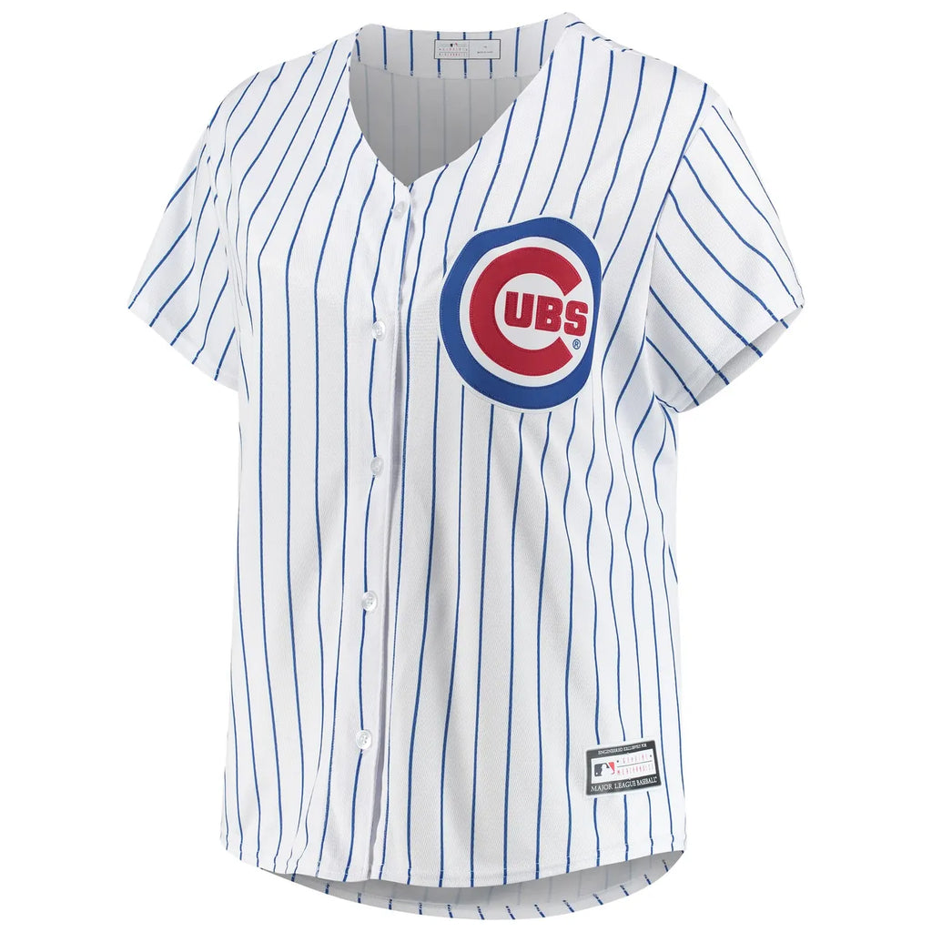 Cubs White Pinstripe Jersey majestic - Hình 3