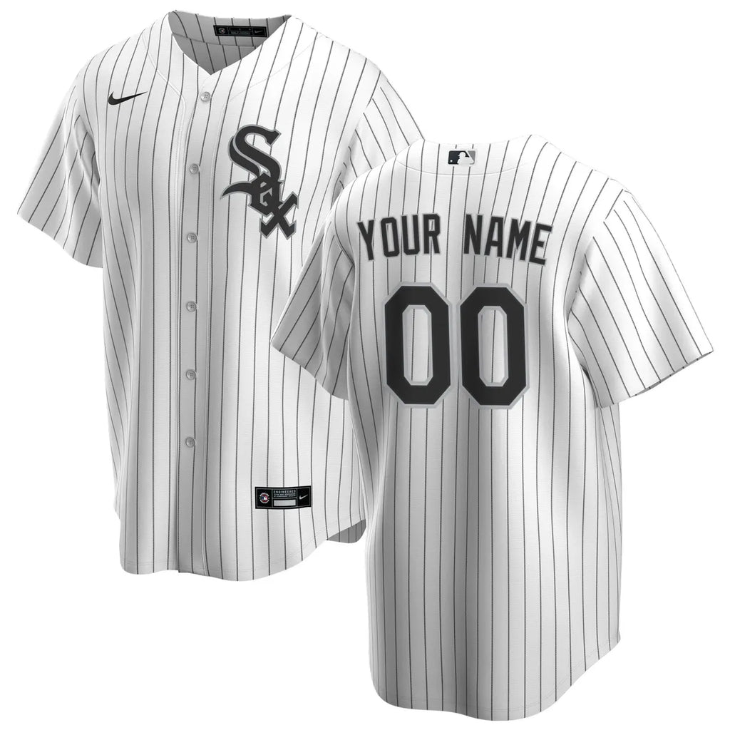 nike White Sox Pinstripe Custom Jersey - Hình 2