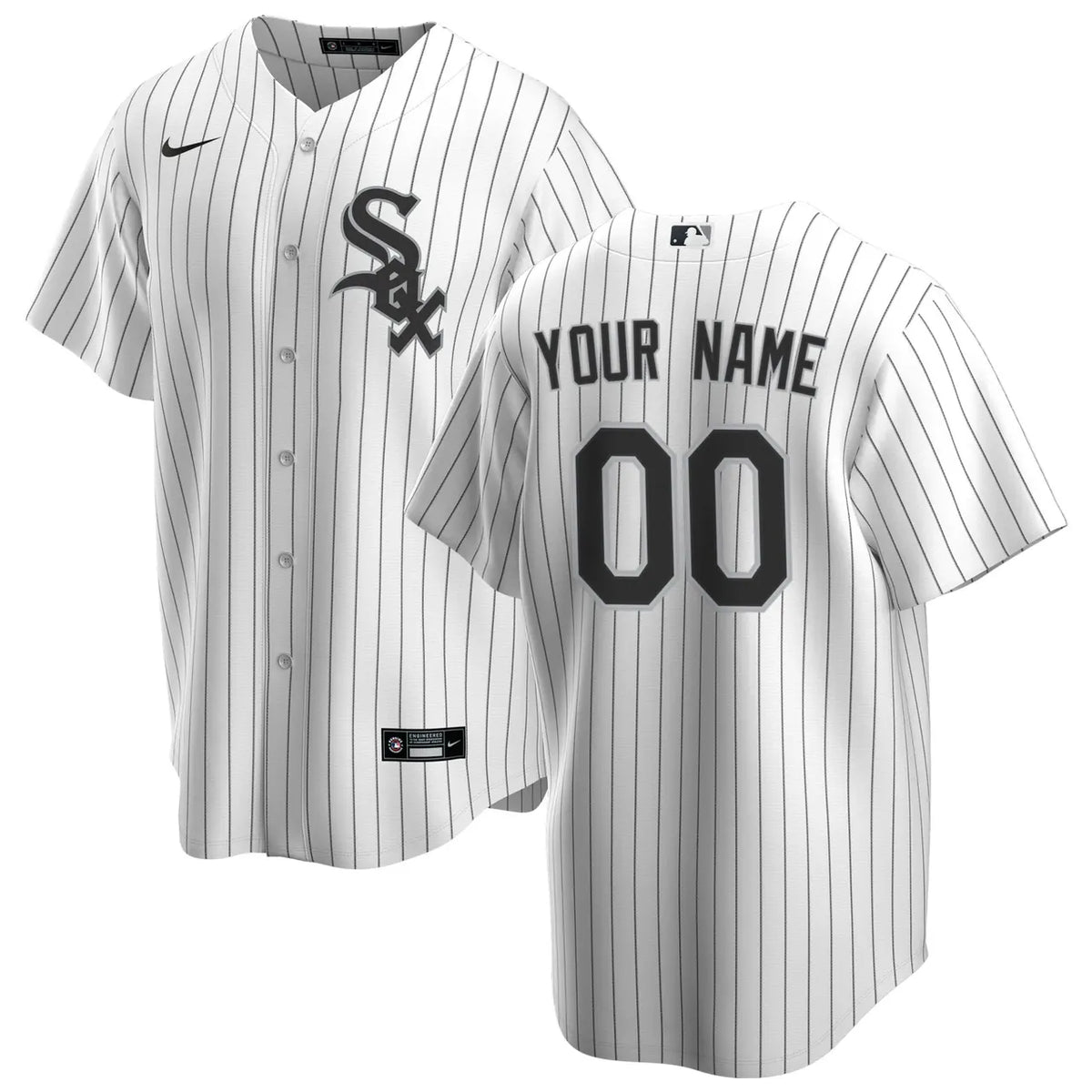 nike White Sox Pinstripe Custom Jersey - Hình 2