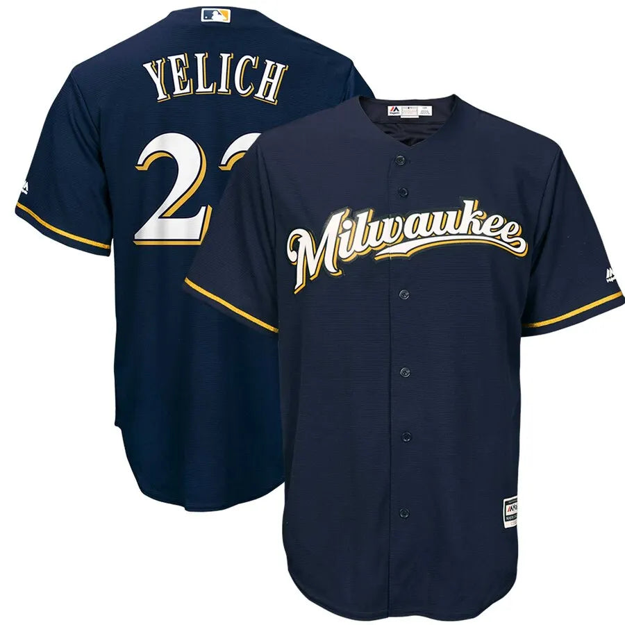 Yelich Navy Brewers Jersey