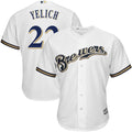 Yelich Brewers White Jersey majestic