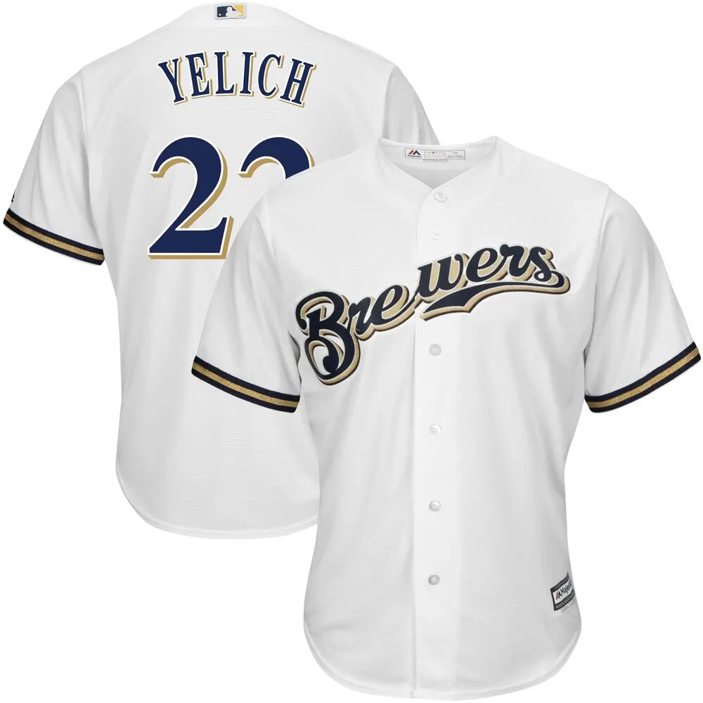 Yelich Brewers White Jersey majestic
